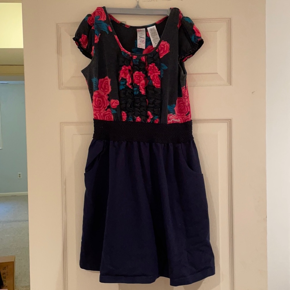 Guess Girls XL (16) Dress Black & Ref Floral
